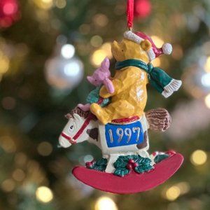 Vintage Winnie The Pooh & Piglet 1997 Rocking Horse Christmas Tree Ornament
